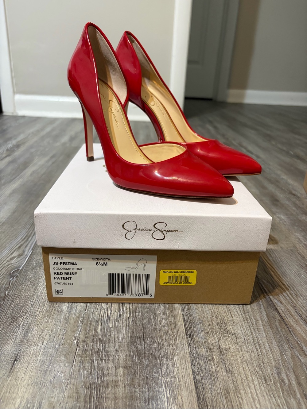 Jessica Simpson Red Patent Pointed-Toe Stiletto Pumps